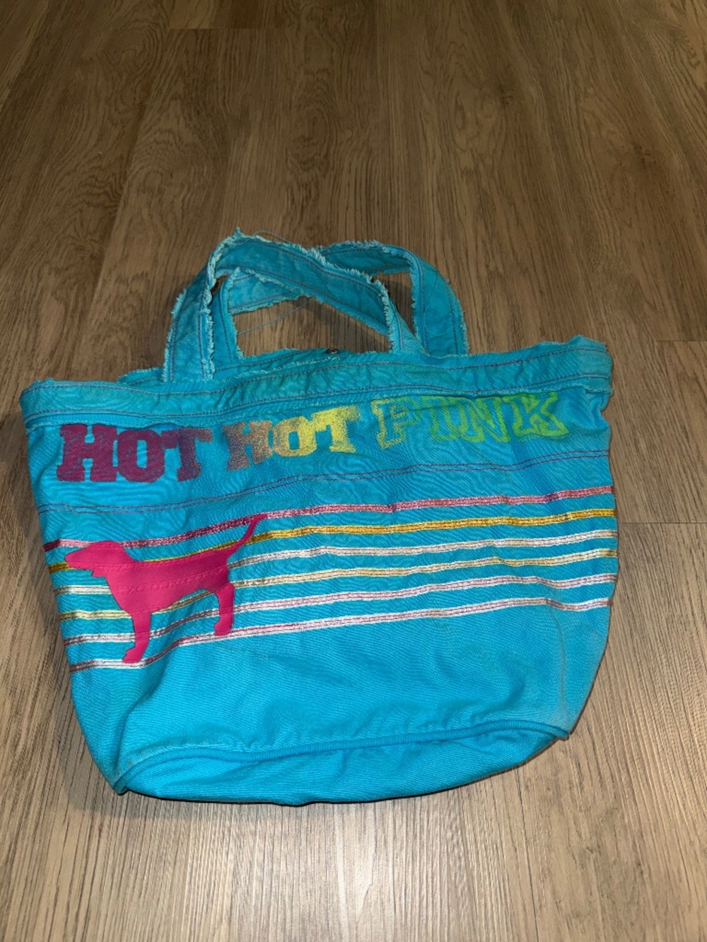 Vintage Victoria's Secret PINK Hot Hot Pink Canvas Tote Bag Y2K Beach Preppy‎